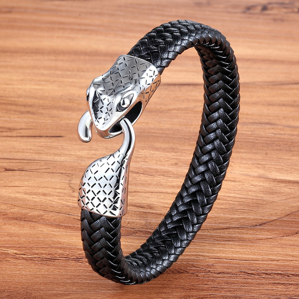 New Design Handmade Braided Leather Snake Bracelet
