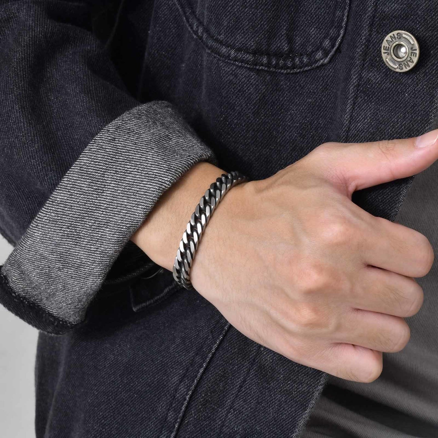 Retro Silver Cuban Chain Bracelet