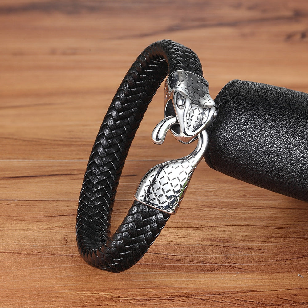 New Design Handmade Braided Leather Snake Bracelet