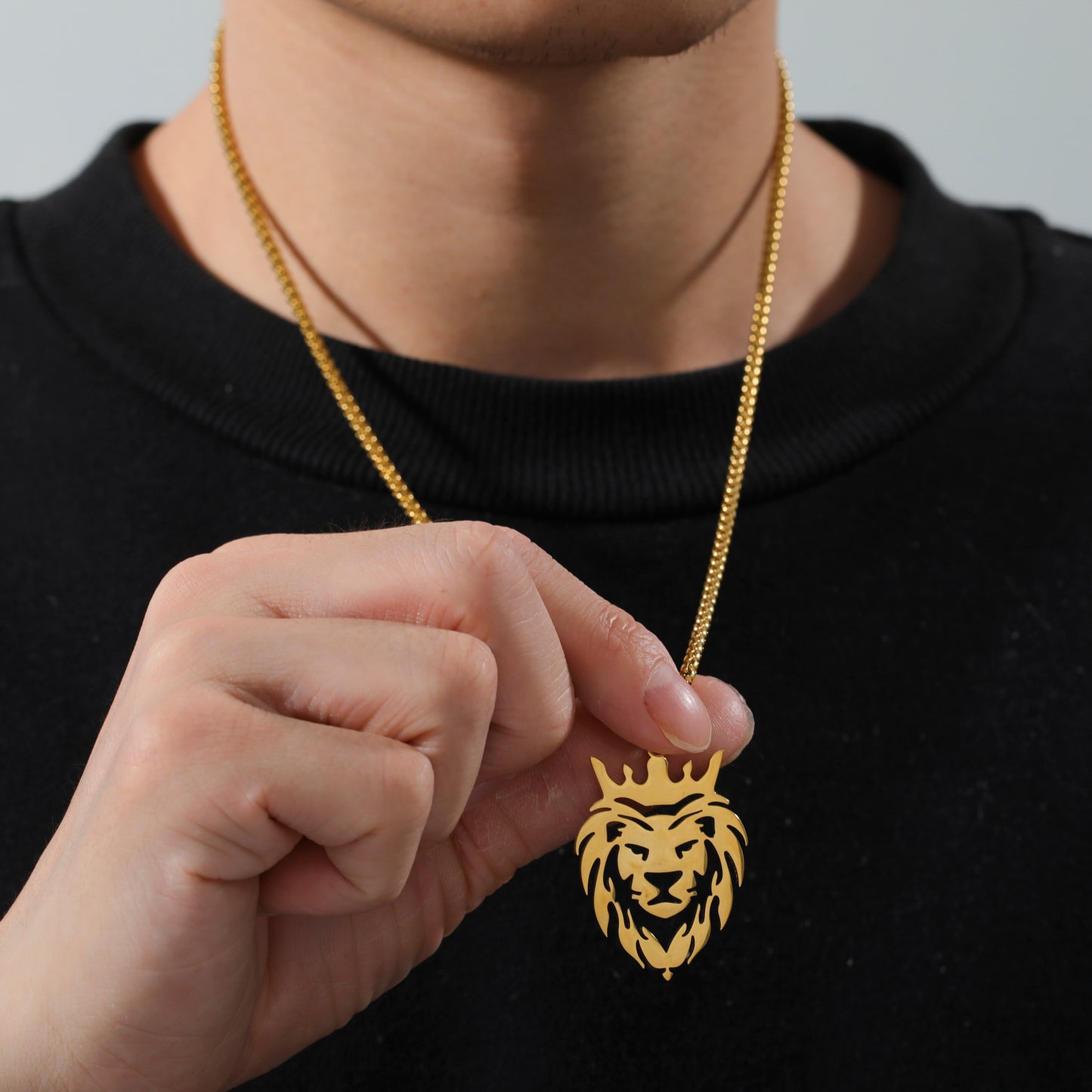 New Stainless Steel Lion Pendant Necklace