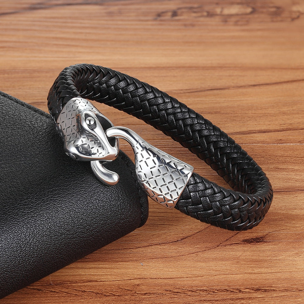 New Design Handmade Braided Leather Snake Bracelet