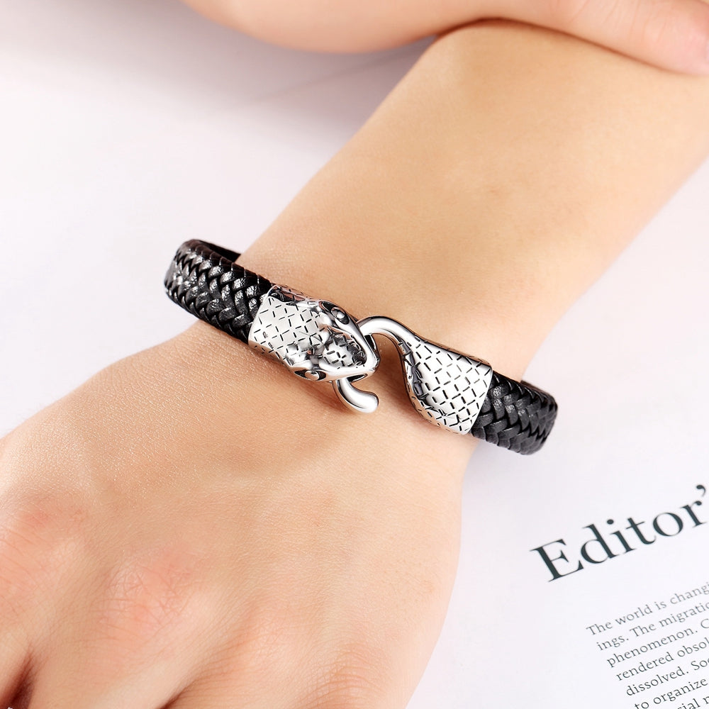 New Design Handmade Braided Leather Snake Bracelet