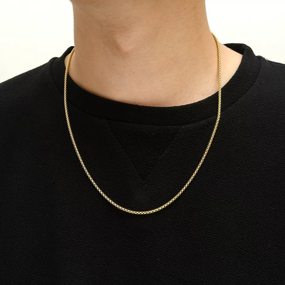 Mens Gold Chain Necklace For Men/Women 65cm GOLDEN