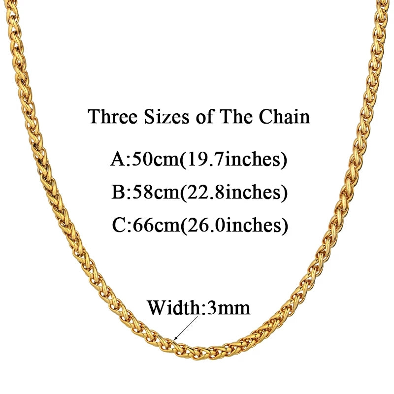 Mens Gold Chain Necklace For Men/Women 65cm GOLDEN