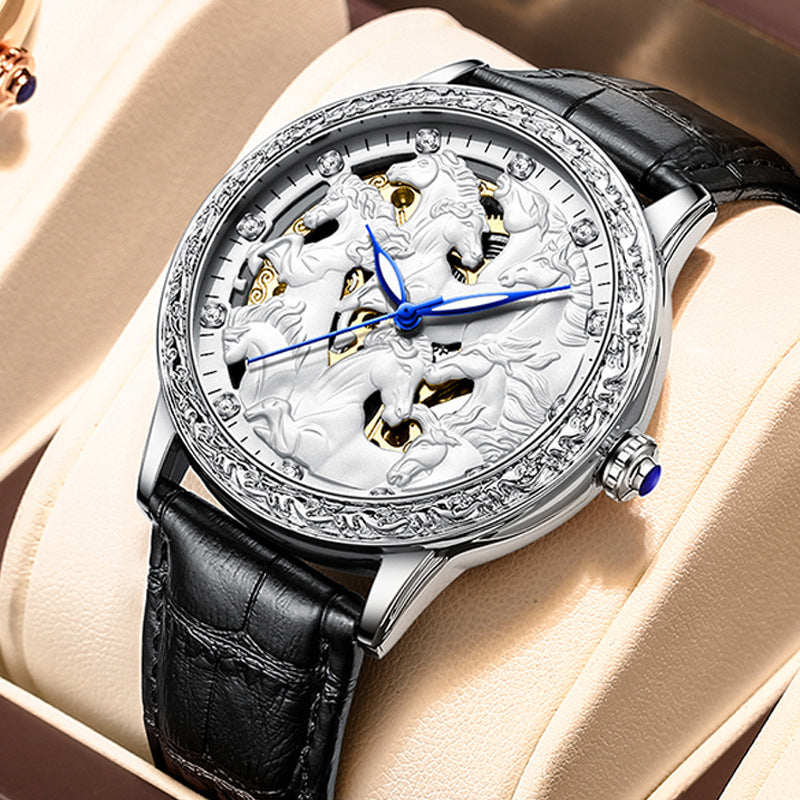 Eight Horses Skeleton Mechanical Watch