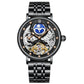Moon Phase Multiple Time Tourbillon Automatic Skeleton Watch BLACK