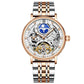 Moon Phase Multiple Time Tourbillon Automatic Skeleton Watch Silver Rose