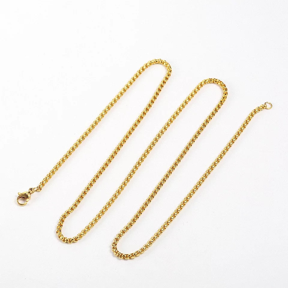 Mens Gold Chain Necklace For Men/Women 65cm GOLDEN