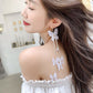 New design fashion exaggerated jewelry long white butterfly earrings