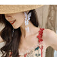 New design fashion exaggerated jewelry long white butterfly earrings
