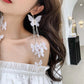 New design fashion exaggerated jewelry long white butterfly earrings