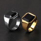 Stainless Steel Signet Rings for Men Square Black Stone