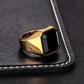 Stainless Steel Signet Rings for Men Square Black Stone