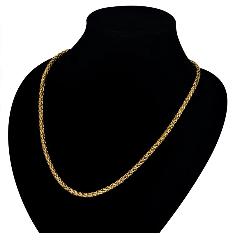 Mens Gold Chain Necklace For Men/Women 65cm GOLDEN