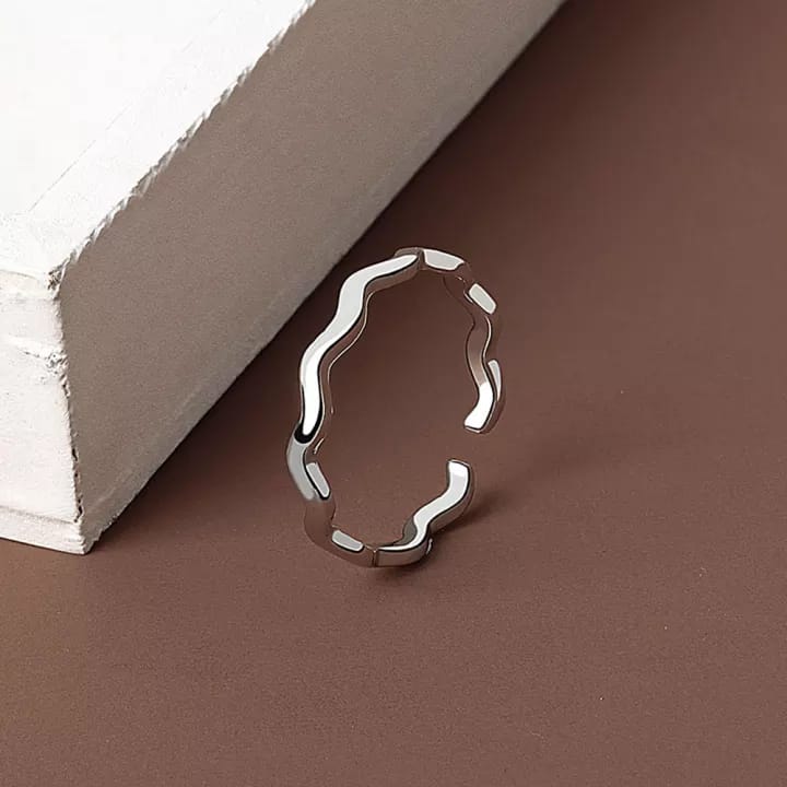 2 pec set Smooth Women Adjustable Girls Curve Wave Open Rings