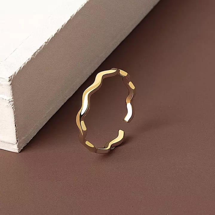 2 pec set Smooth Women Adjustable Girls Curve Wave Open Rings
