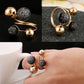 Ball Resin Little Golden Beans Ring Simple
