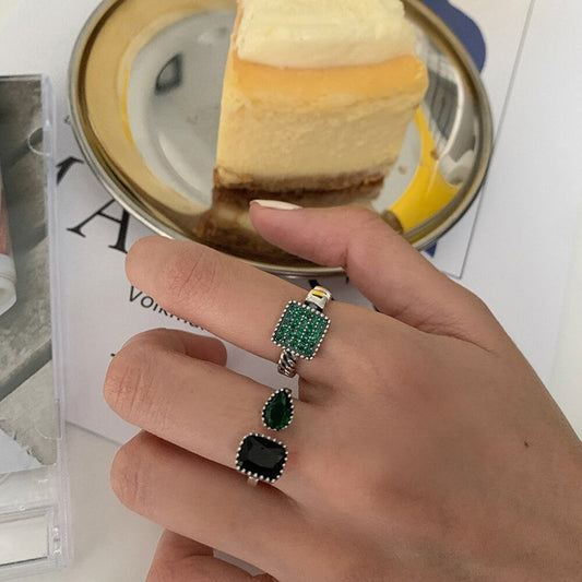 Fashion Luxury Crystal Ring for Women Green