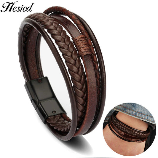 Punk Genuine Leather Bracelets Men
