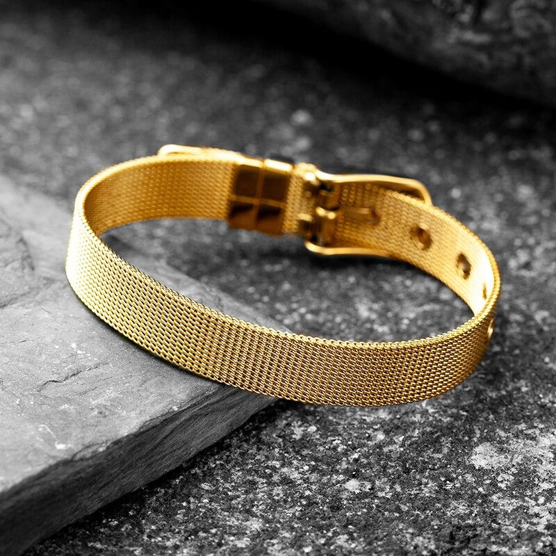 Stainless Steel metal mesh adjustable buckle bracelet