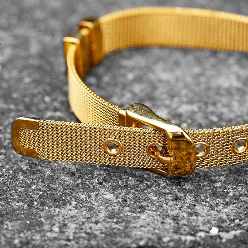 Stainless Steel metal mesh adjustable buckle bracelet
