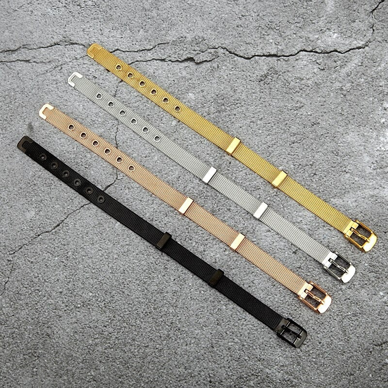 Stainless Steel metal mesh adjustable buckle bracelet