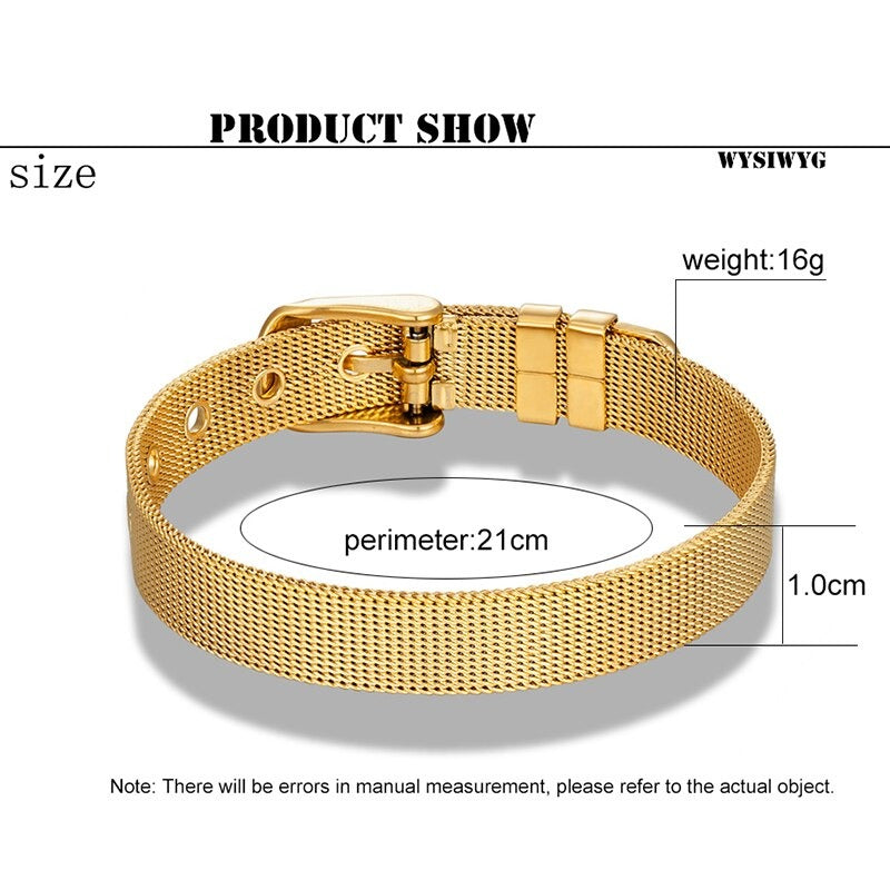 Stainless Steel metal mesh adjustable buckle bracelet