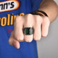Green Zircon Stone Stainless Steel Men Ring