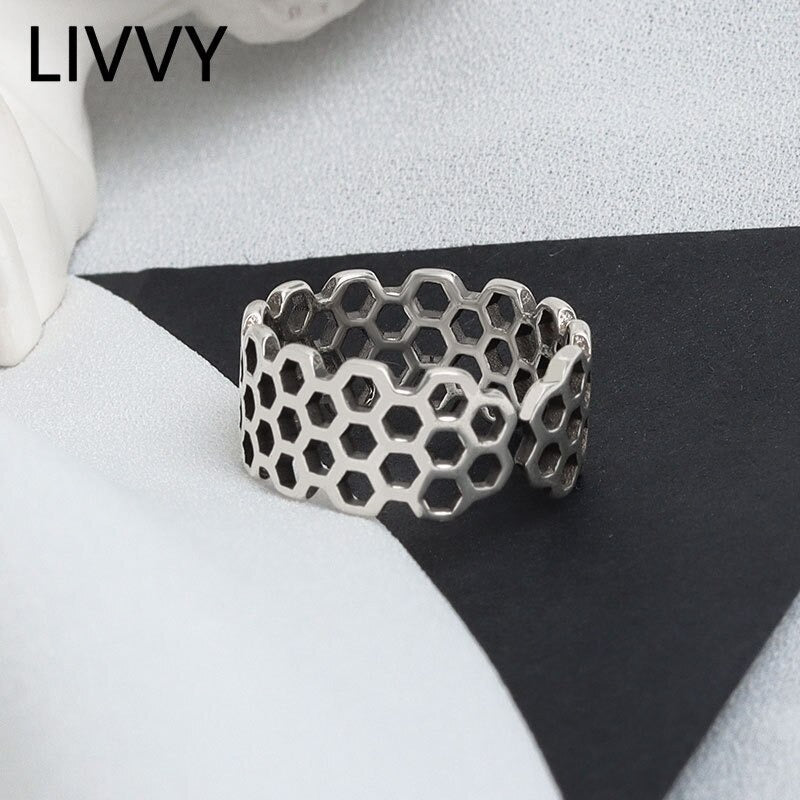 Silver Color Creative Hollow Width Rings Adjustable