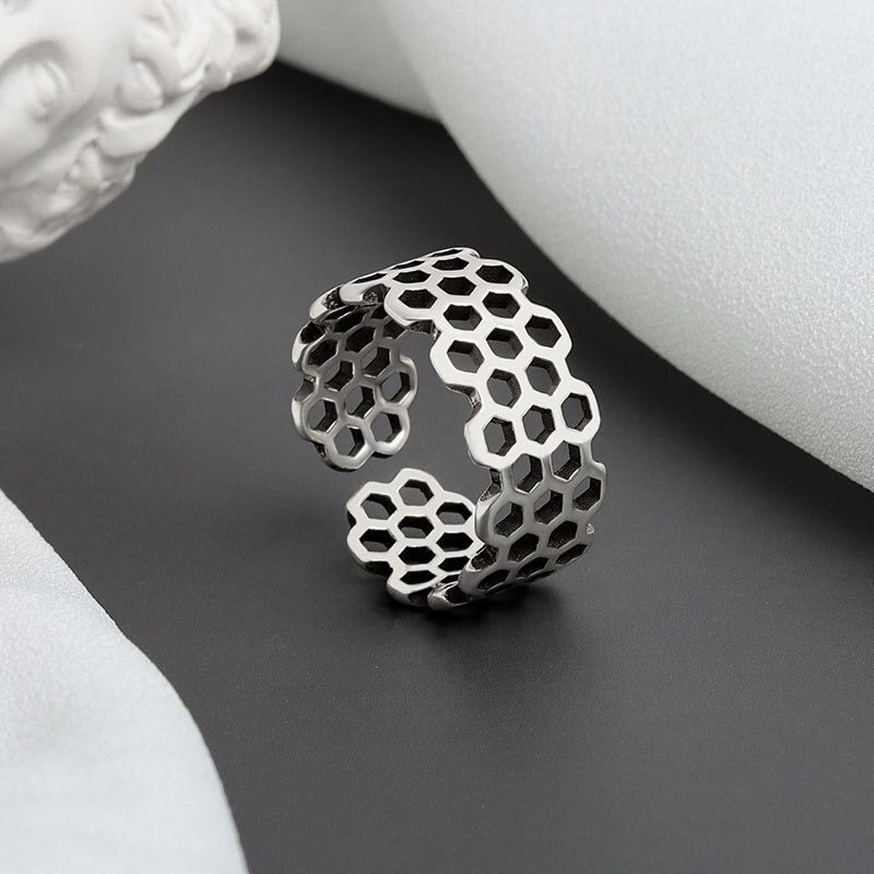 Silver Color Creative Hollow Width Rings Adjustable