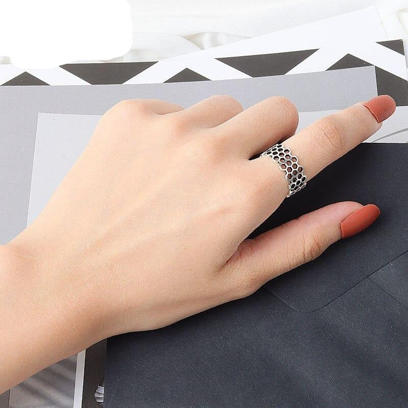Silver Color Creative Hollow Width Rings Adjustable