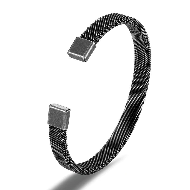 Men Vintage Black Stainless Steel Bangle