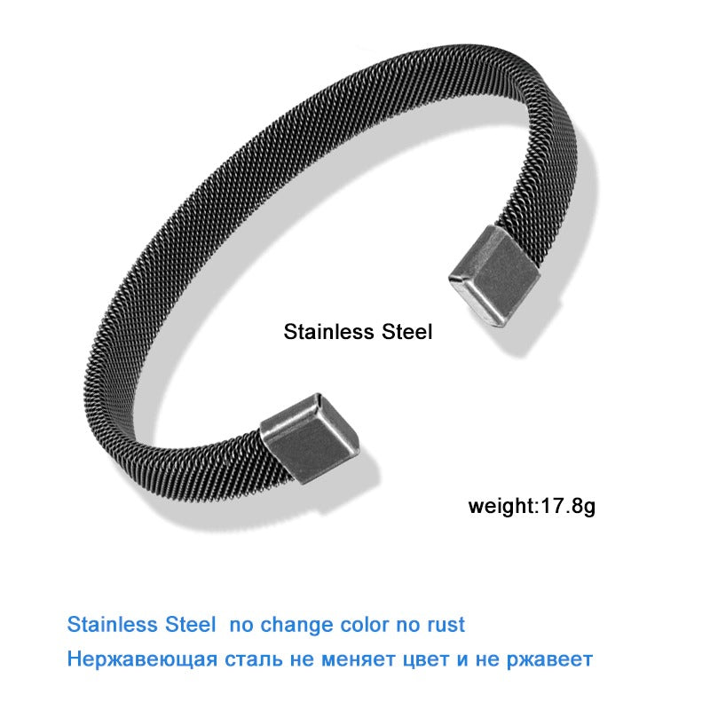 Men Vintage Black Stainless Steel Bangle