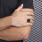 Stainless Steel Signet Rings for Men Square Black Stone